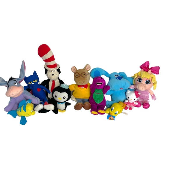 Vintage Other - Plush Toy Lot 11 Characters Miss Piggy Barney Blues Clues Cat in the Hat Arthur